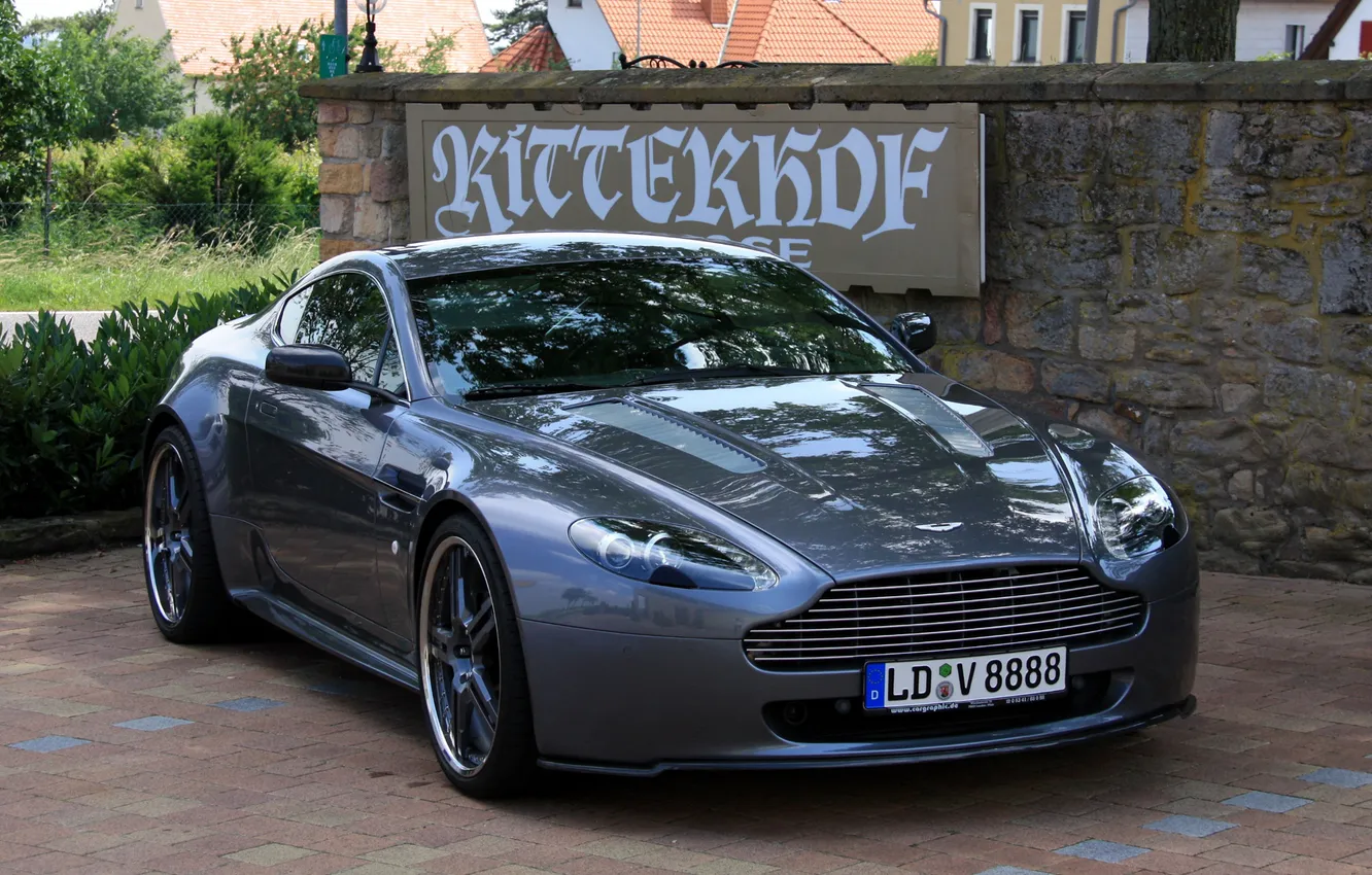 Photo wallpaper machine, Aston Martin, Vantage, shadow, front view, Cargraphic