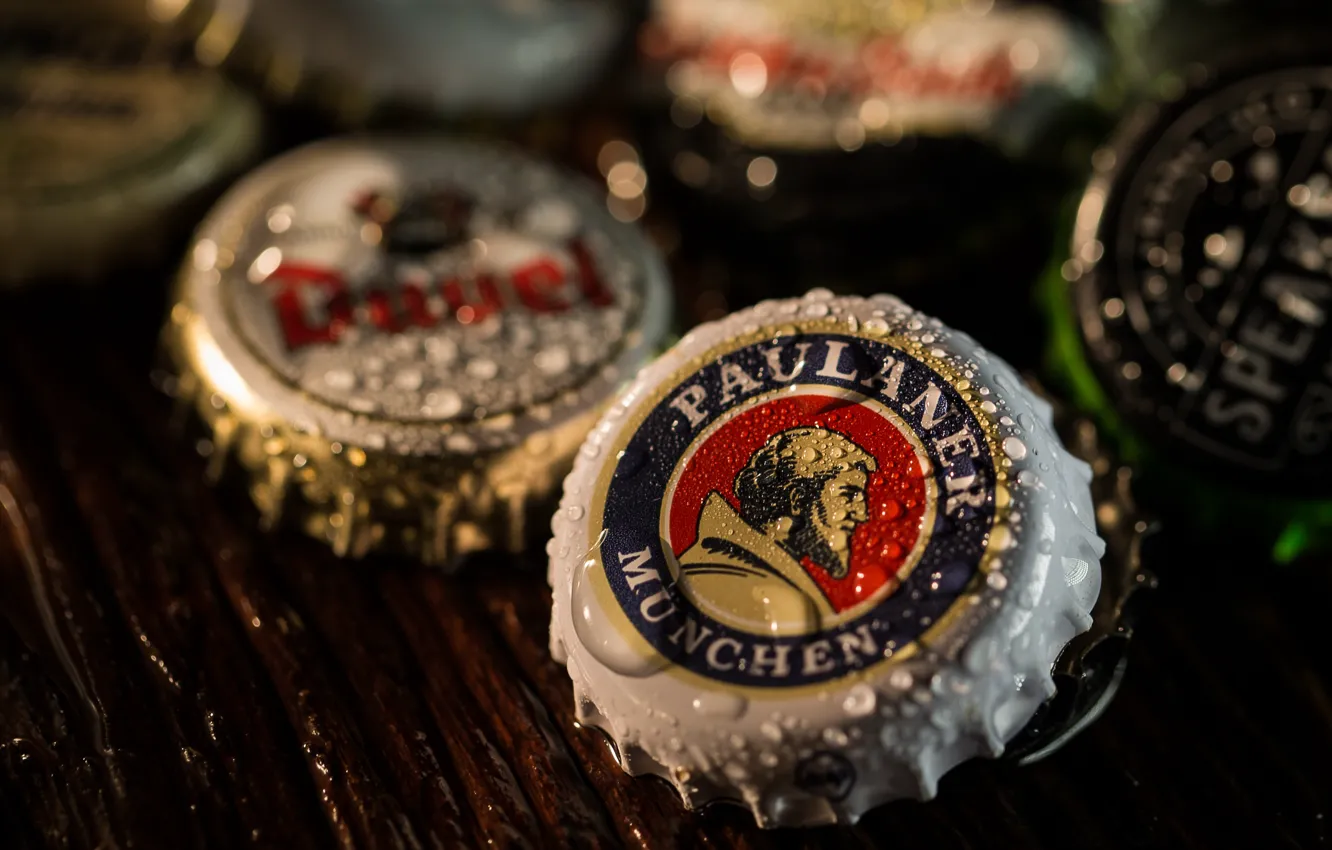 Photo wallpaper metal, variety, beer caps