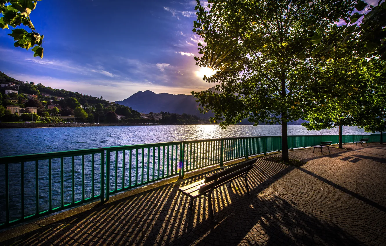 Photo wallpaper lake, the evening, Italy, Como