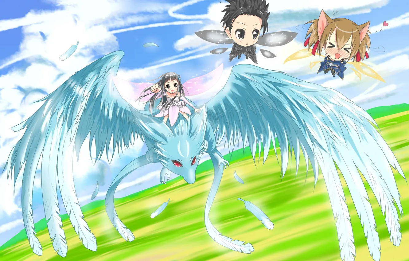 Photo wallpaper anime, chibi, fairy, blade, dragon, MMORPG, asian, manga