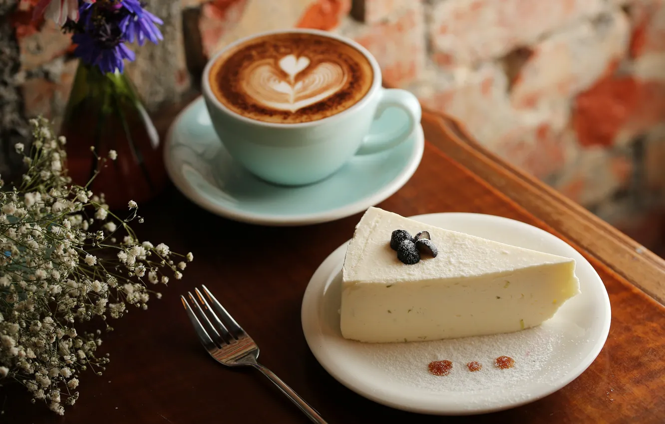 Photo wallpaper coffee, Cup, dessert, cheese