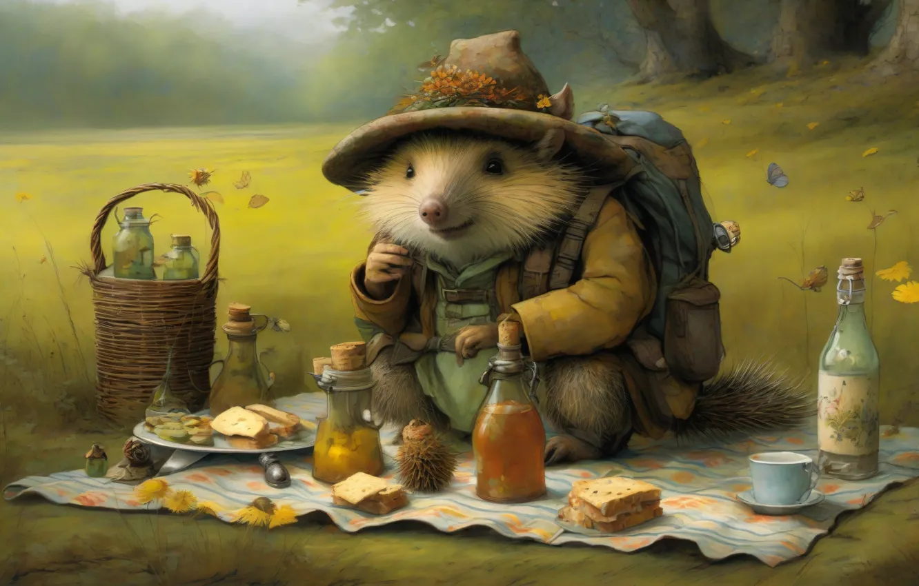Photo wallpaper food, mouse, picnic