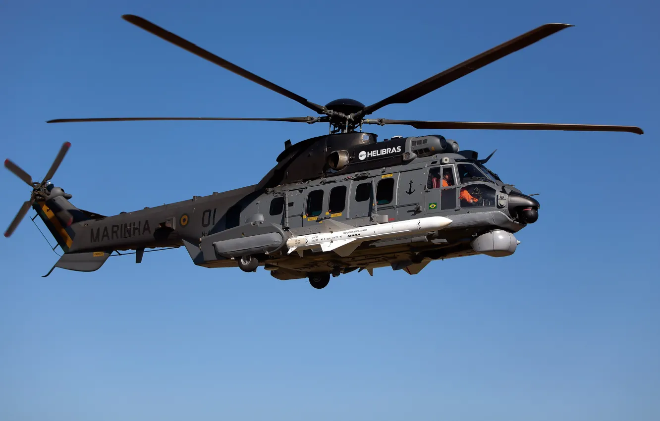 Photo wallpaper Helicopter, Airbus, Airbus Helicopters, H225, Airbus Helicopters H225M, RCC, MBDA, AM39 Exocet
