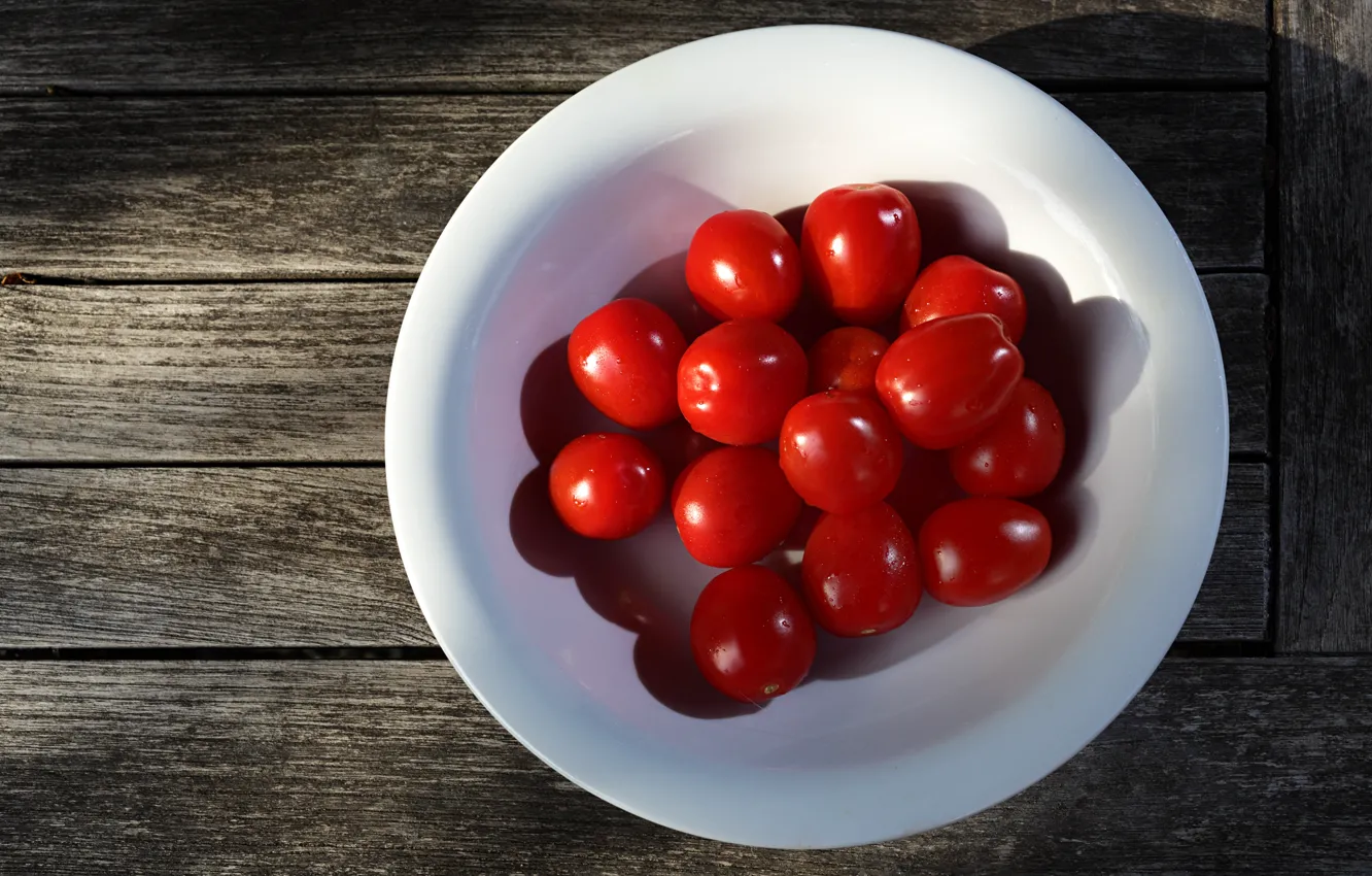 Photo wallpaper table, Board, plate, tomatoes, cherry