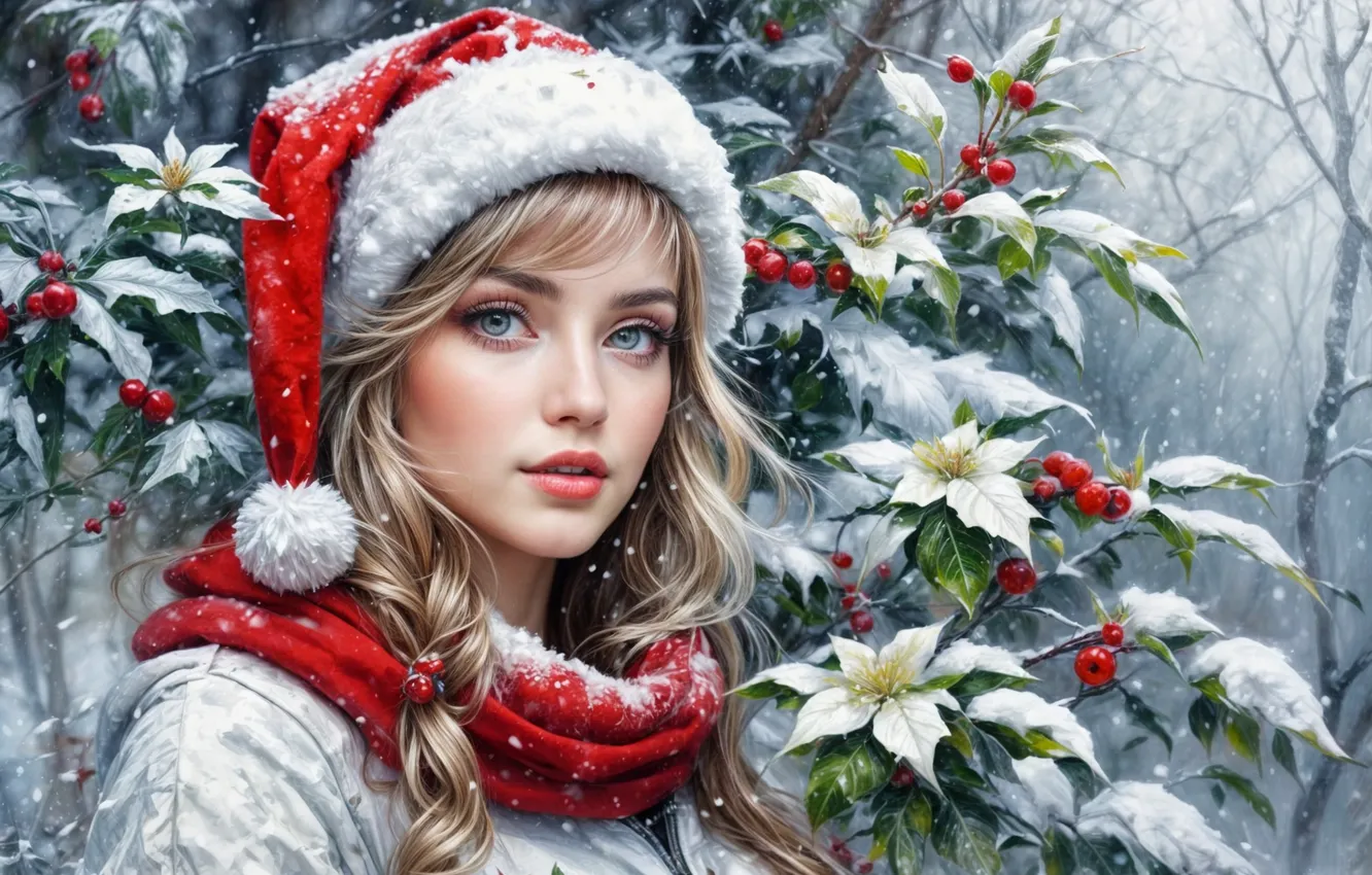 Photo wallpaper winter, girl, snow, By Lietuciennica