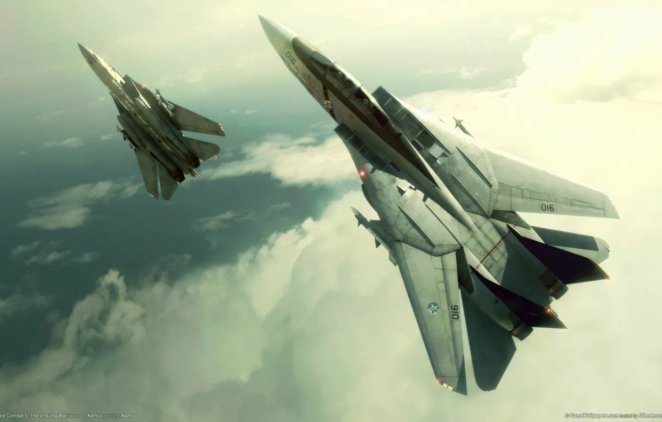 Photo wallpaper clouds, the plane, fighters, ace combat 5