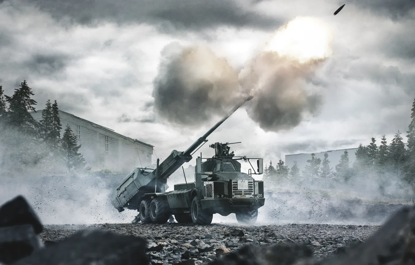 Photo wallpaper shot, Sweden, SAU, shell, self-propelled artillery, Archer, BAE Systems, FH77 BW L52
