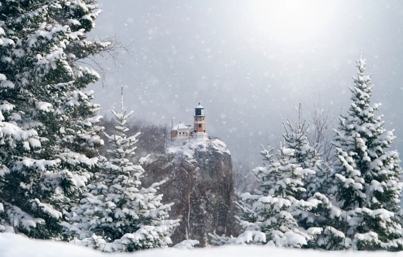 Photo wallpaper Minnesota, Split Rock Lighthouse, Beaver Bay, Winter Kindness
