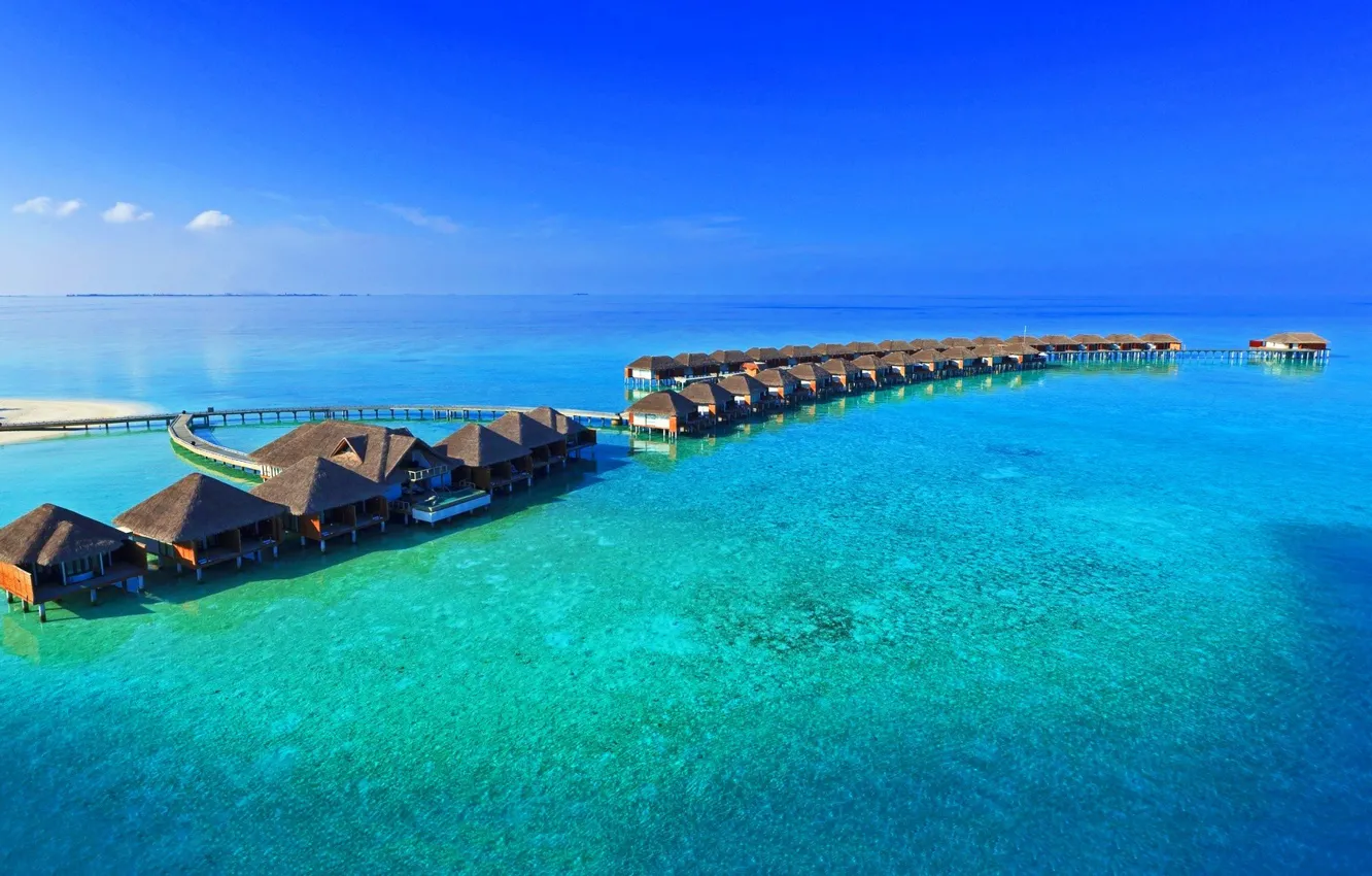 Photo wallpaper ocean, tropical, bungalows