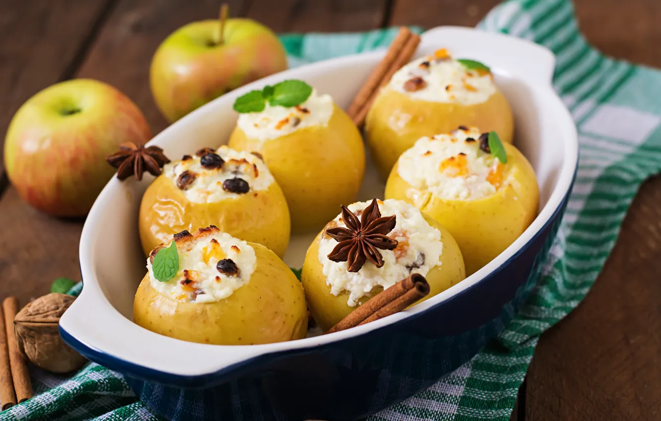 Photo wallpaper cinnamon, dessert, clove, baked apples