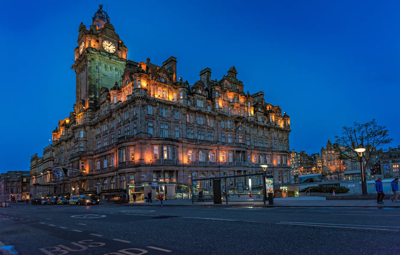 Photo wallpaper road, the building, Scotland, the hotel, Scotland, Edinburgh, Edinburgh, Balmoral Hotel