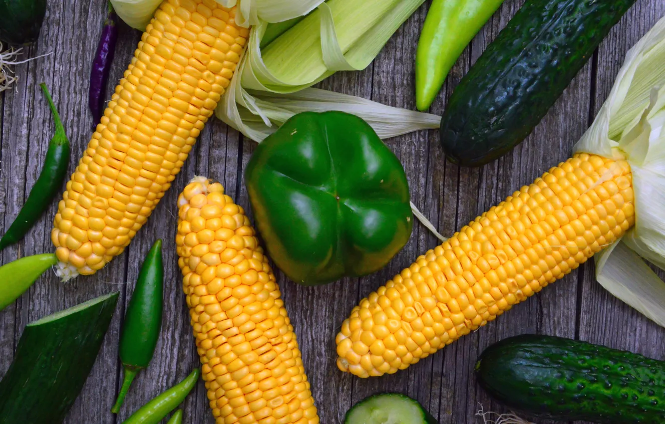 Photo wallpaper corn, bow, pepper, cabbage