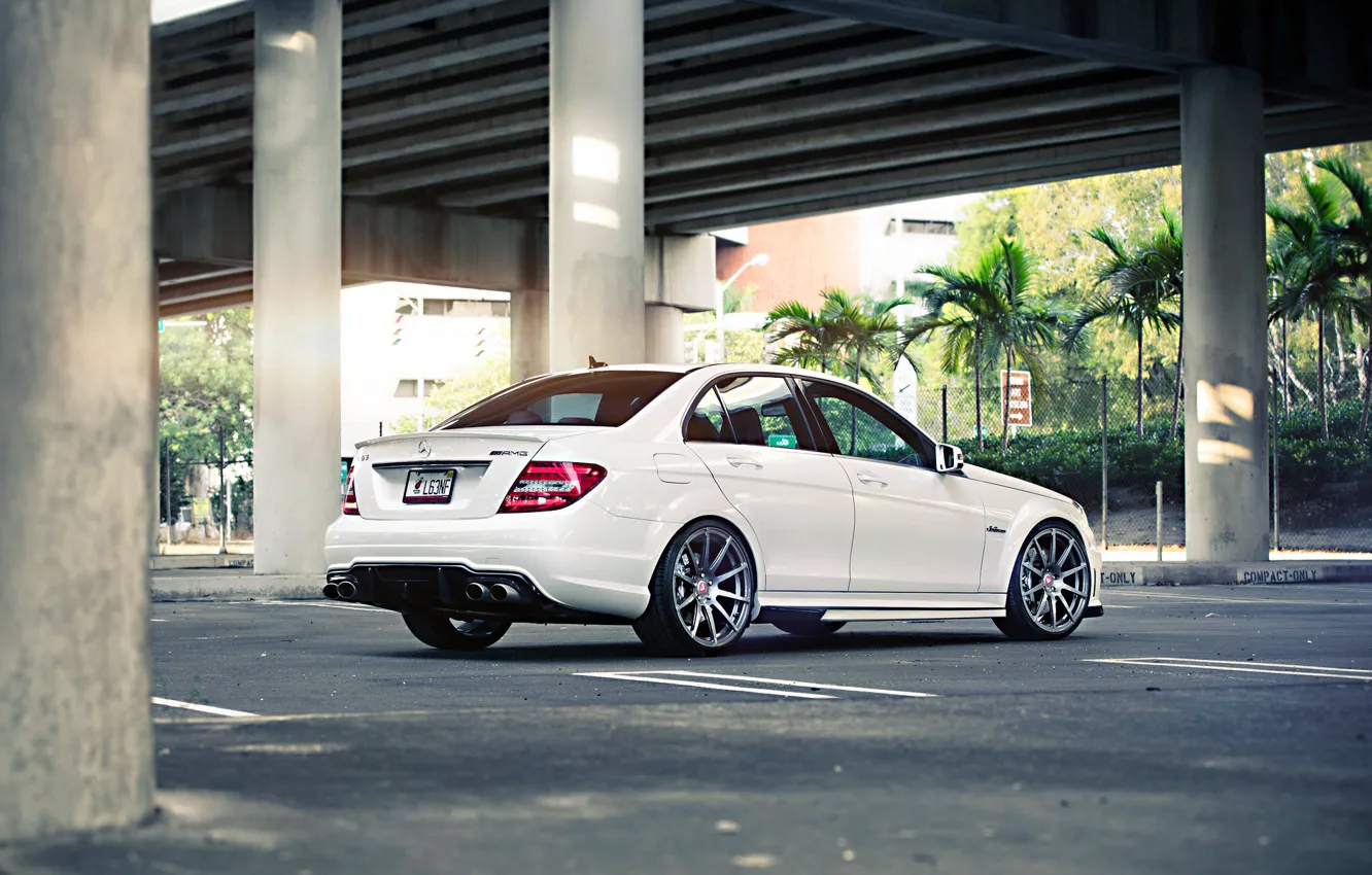 Photo wallpaper Mercedes-Benz, Mercedes, Power, Bridge, AMG, White, Street, Tuning