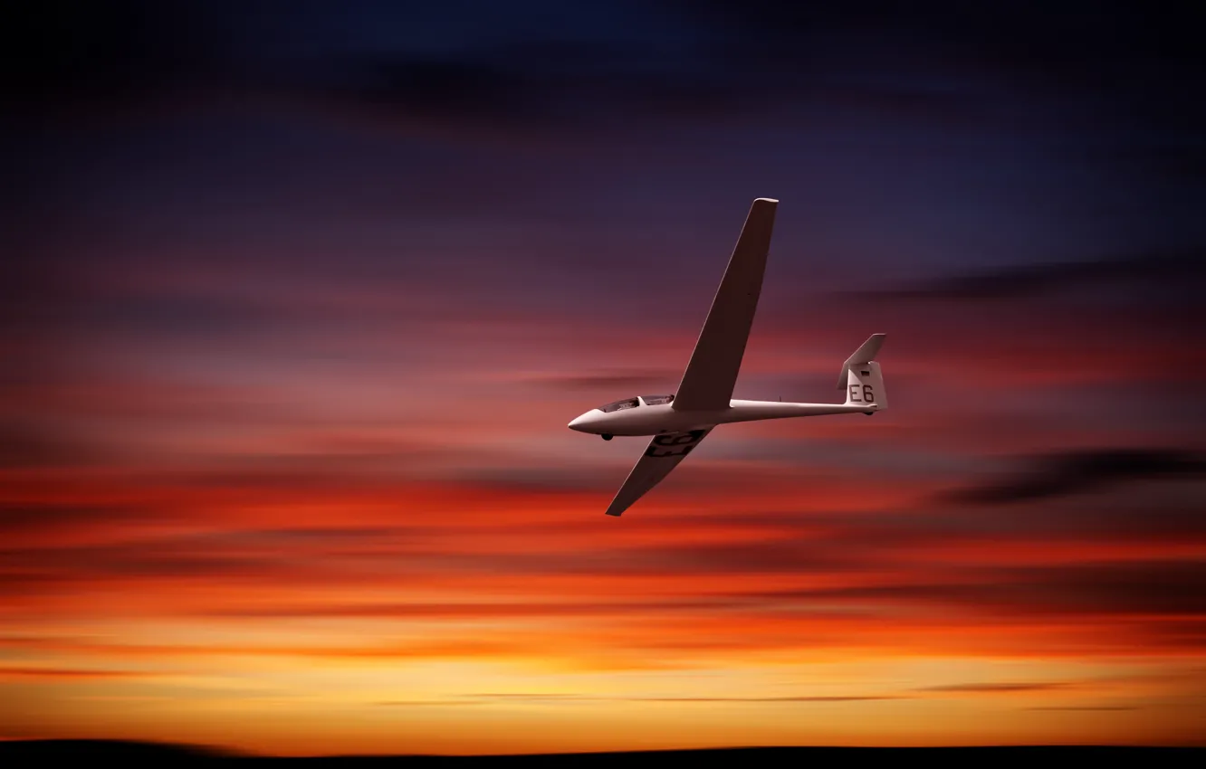Photo wallpaper the sky, clouds, flight, sunset, extreme, sky, sunset, flight