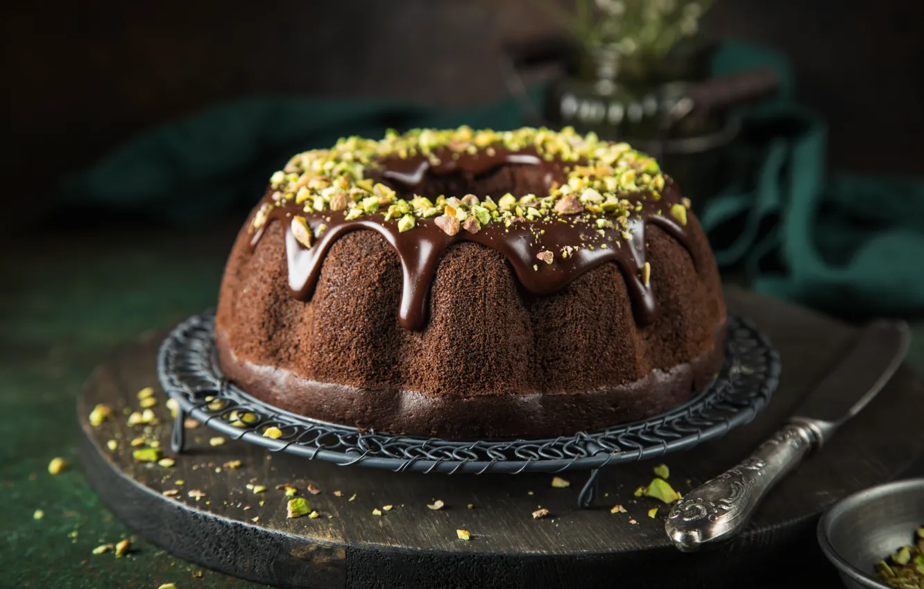 Photo wallpaper cake, nuts, sweet, chocolate, chocolate glaze