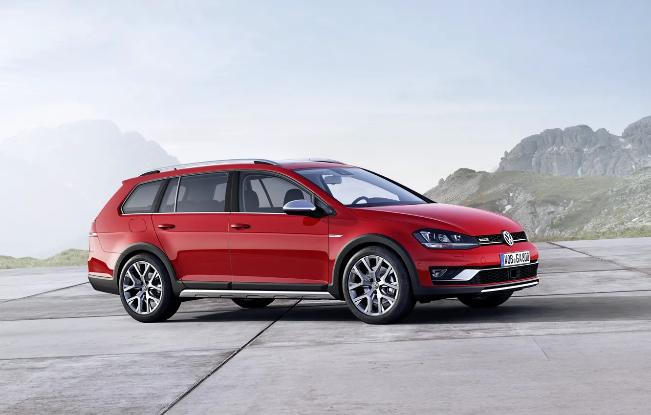 Photo wallpaper red, Volkswagen, drives, universal, 2014, Golf Alltrack