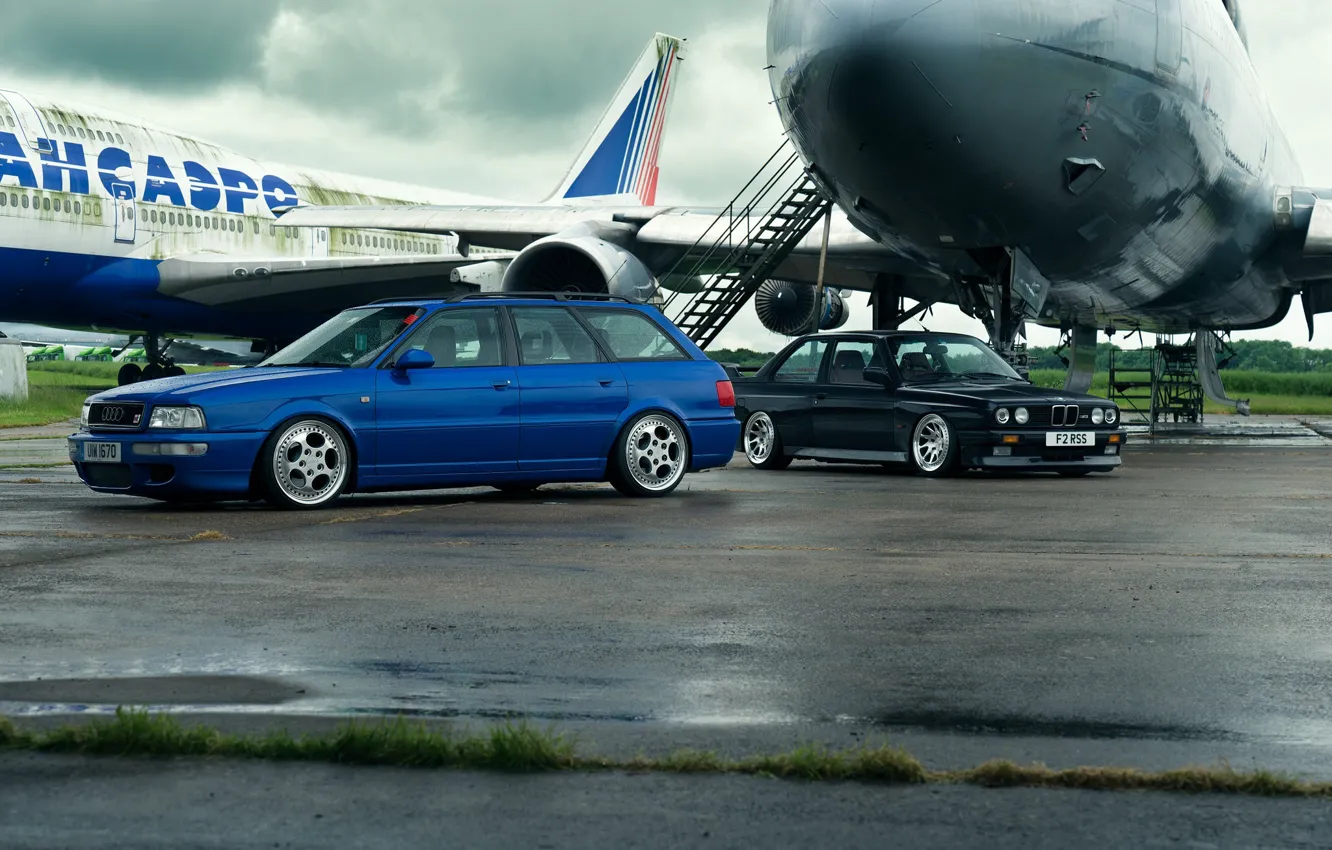 Photo wallpaper BMW, AUDI, COUPE, E30, RS2, BEFORE, AUDI 80, AUDI RS2