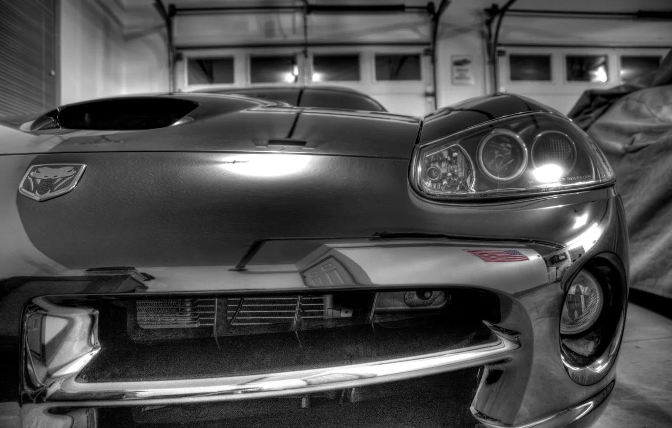 Photo wallpaper chrome, Dodge Viper, cars, auto, wallpapers, Wallpaper HD, cars wall, otrozhenie