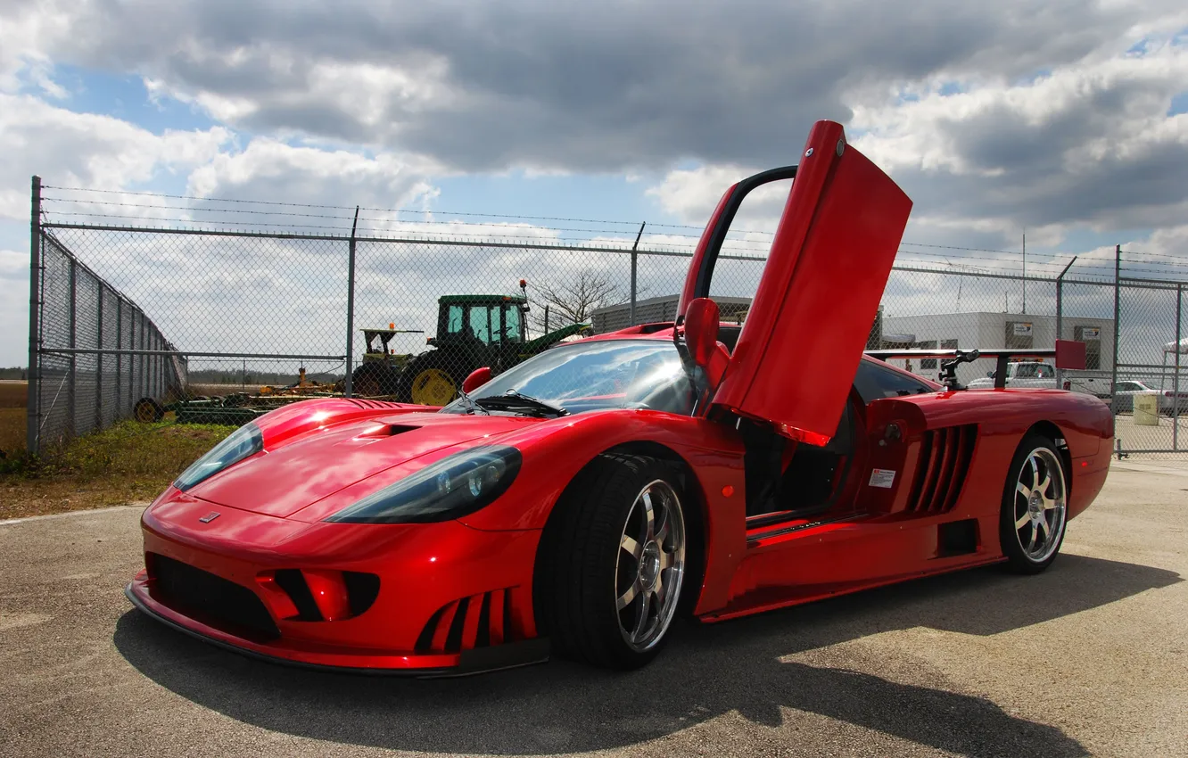 Photo wallpaper the sky, red, clouds, shadow, the fence, Saleen, red, saline