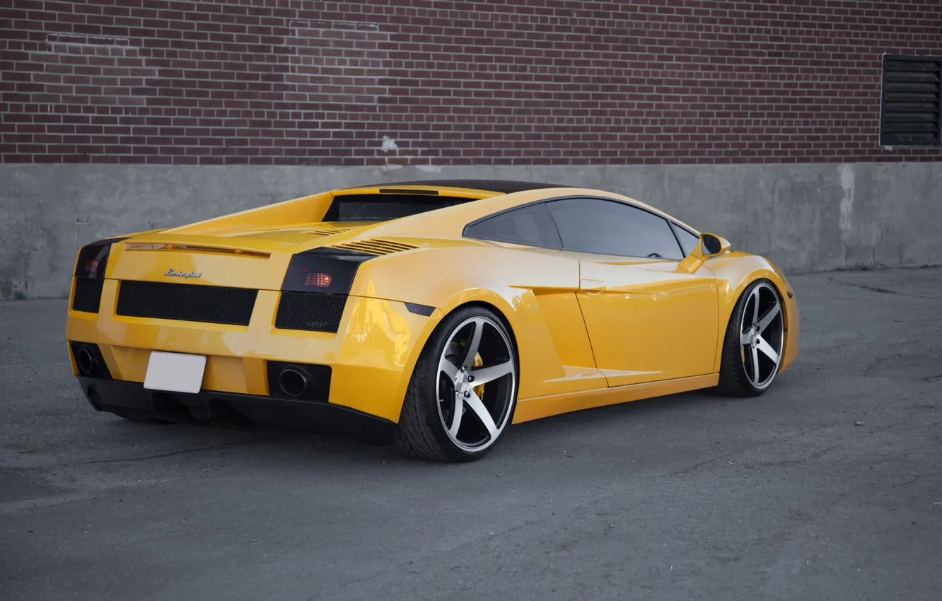 Photo wallpaper yellow, gallardo, lamborghini, rear view, yellow, headlights, Lamborghini, Gallardo