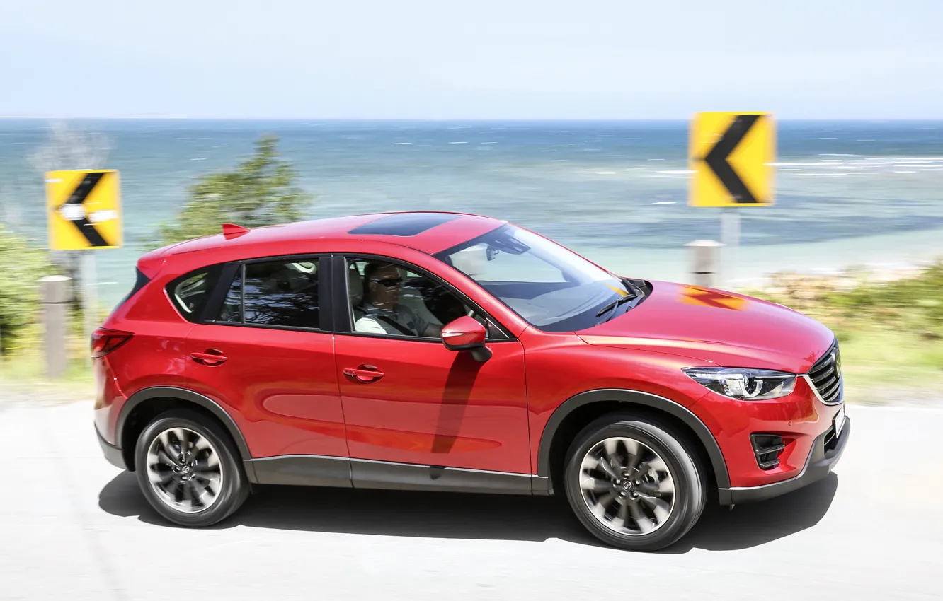 Photo wallpaper red, speed, Mazda, crossover, SUV, CX-5