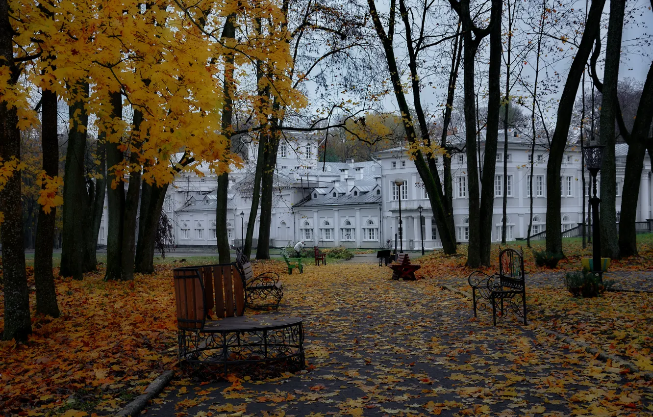 Photo wallpaper autumn, Park, architecture, journey