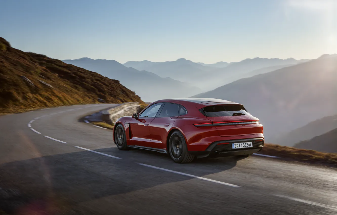 Photo wallpaper Porsche, mountain, Taycan