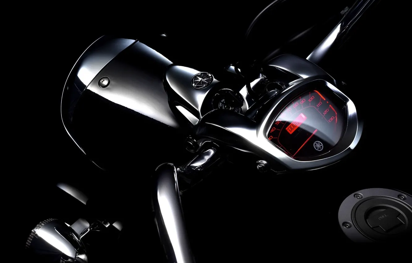 Photo wallpaper background, black, motorcycle, Yamaha, XVS1300A, cruiser, Midnight Star
