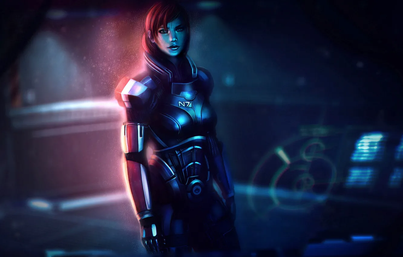 Photo wallpaper girl, art, mass effect, shepard, art