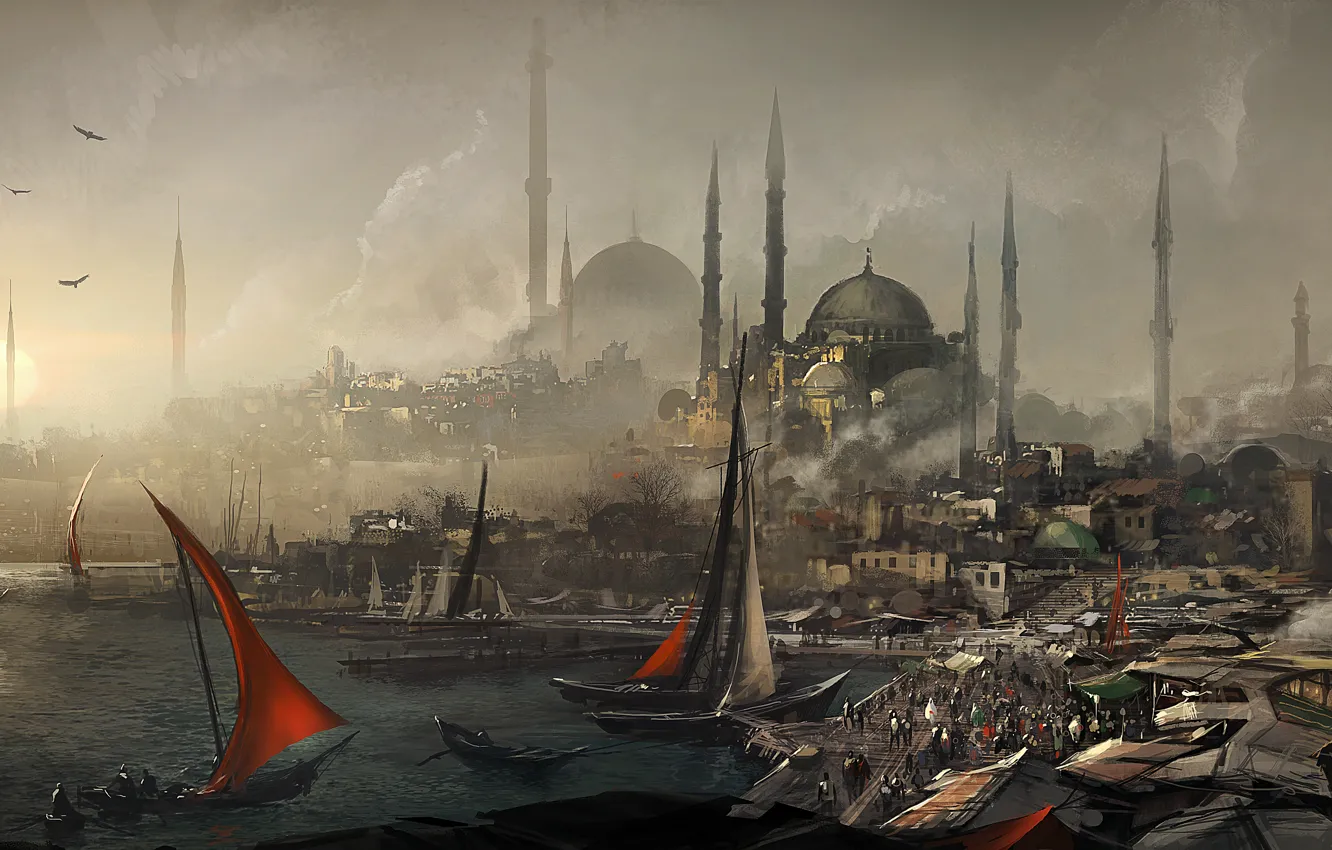 Photo wallpaper the city, port, assassins creed, Revelations