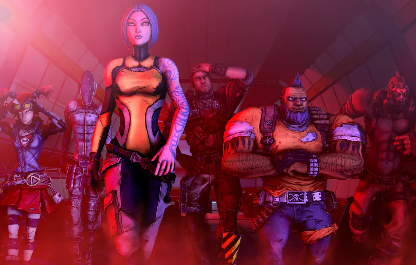 Photo wallpaper Maya, Borderlands 2, Zer0, Salvador, Axton, Gaige, War