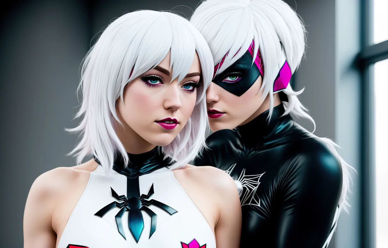 Photo wallpaper girl, art, cosplay, digital art, Spider Gwen, Stable Diffusion, Neuronet, AI Art