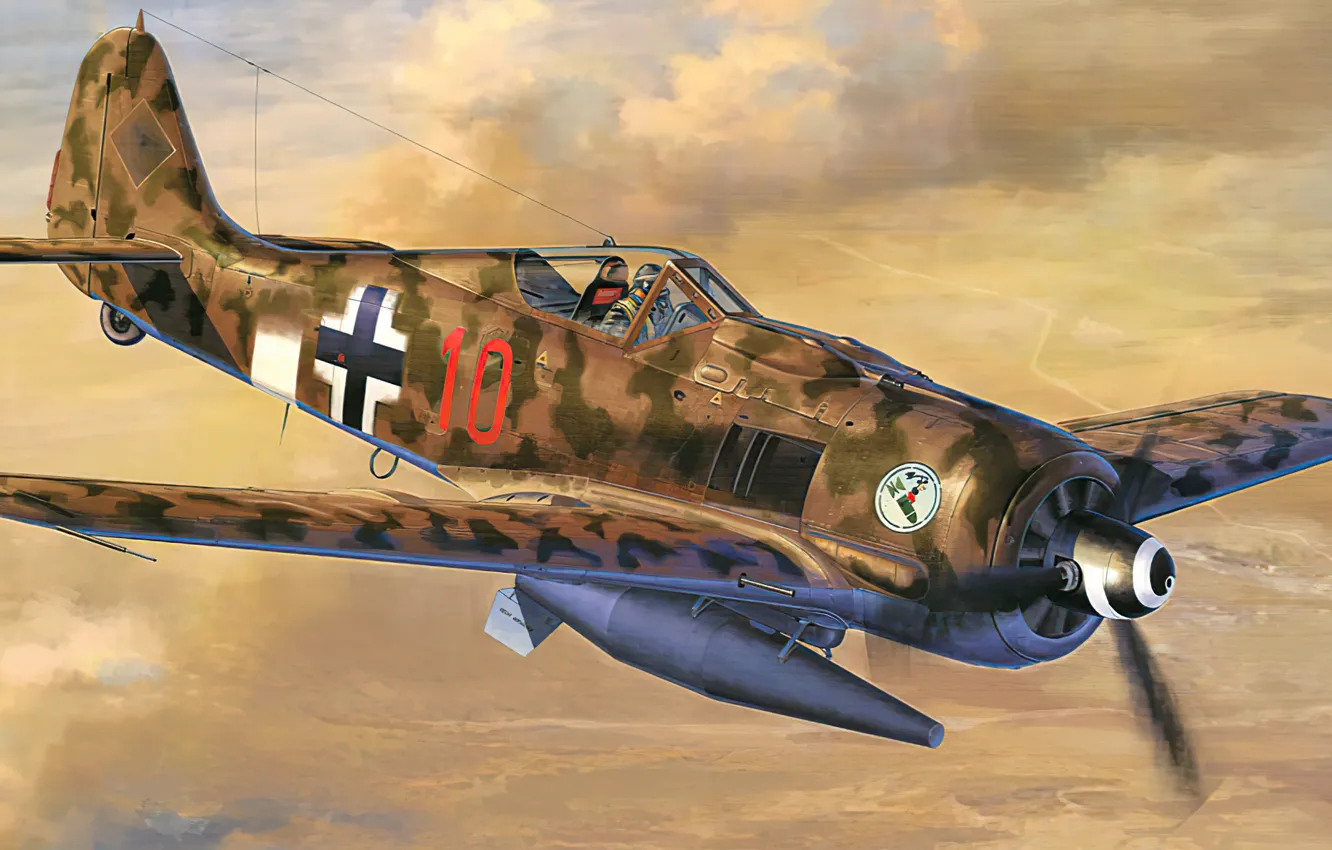 Photo wallpaper ww2, fw-190, arte, plane, paint, aviation