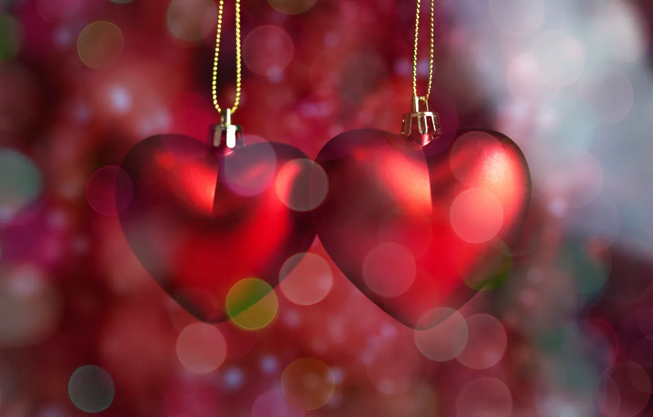 Photo wallpaper hearts, red, love, romantic, hearts, bokeh, Valentine's Day