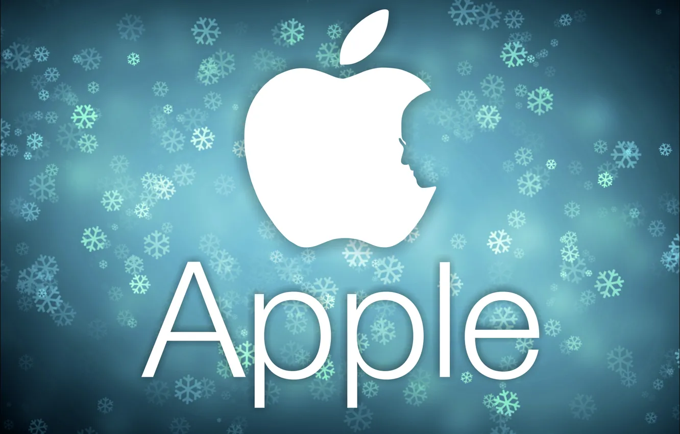 Photo wallpaper Apple, Winter, Snow, Steve Jobs