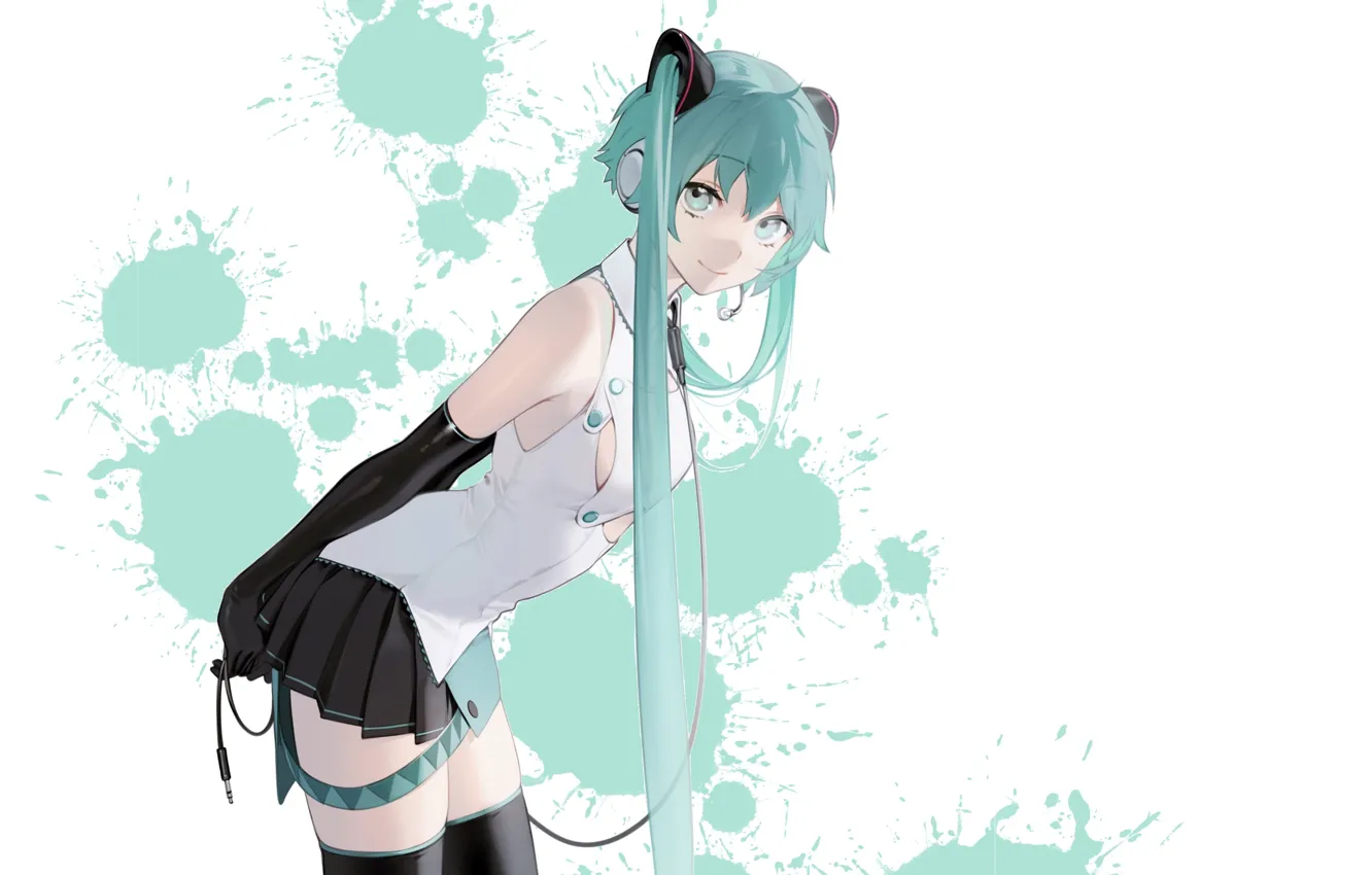 Photo wallpaper green, kawaii, vocaloid, dress, anime, pretty, miku, singer