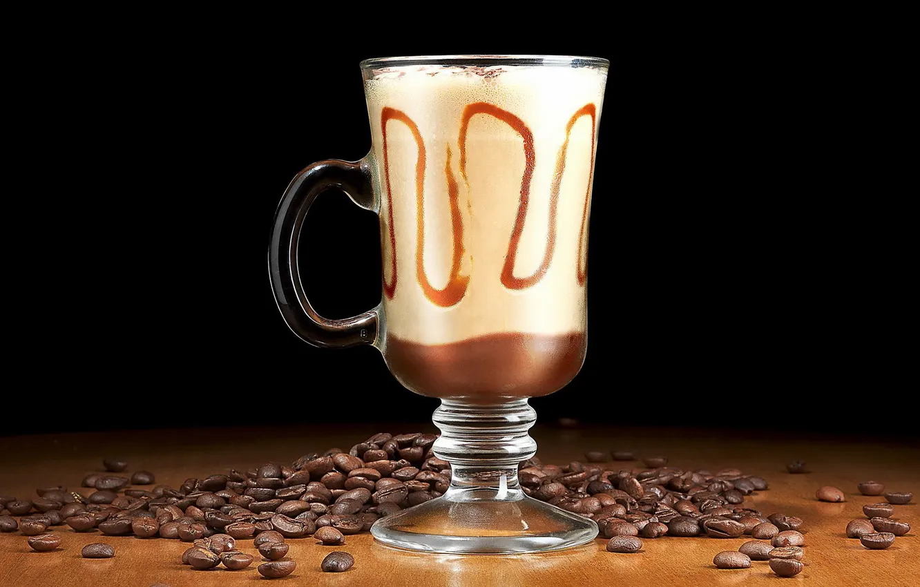 Photo wallpaper macro, Cup, Frozen Coffee