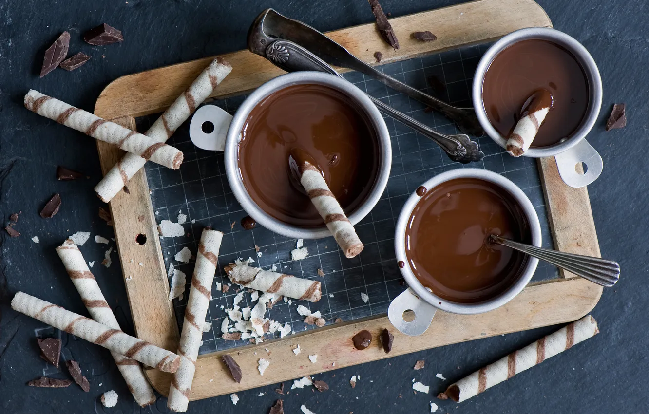 Photo wallpaper chocolate, waffles, baby