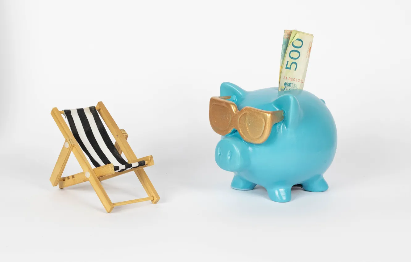 Photo wallpaper money, piggy, pig