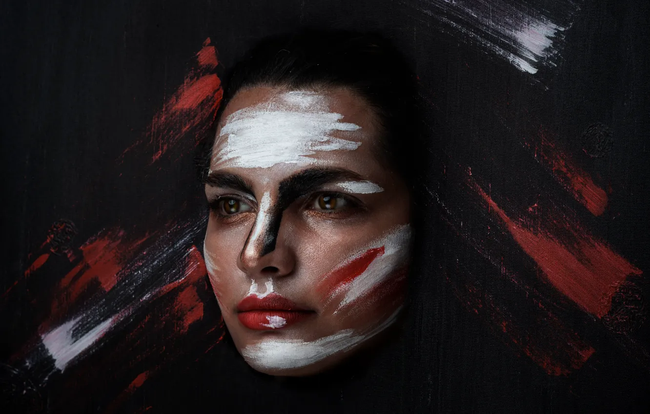 Photo wallpaper girl, face, background, paint, portrait, makeup, Neda