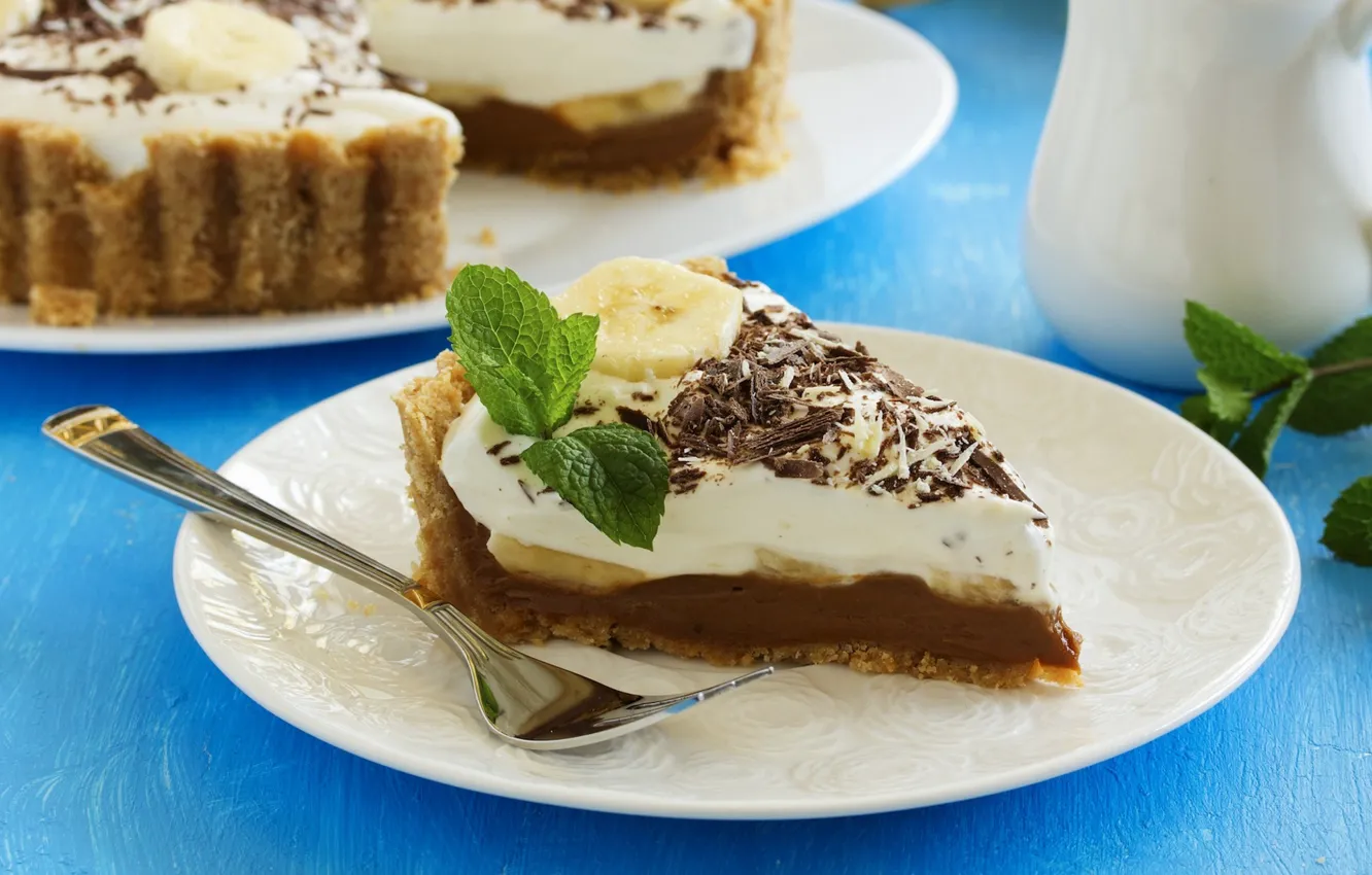 Photo wallpaper chocolate, cake, mint, cheesecake
