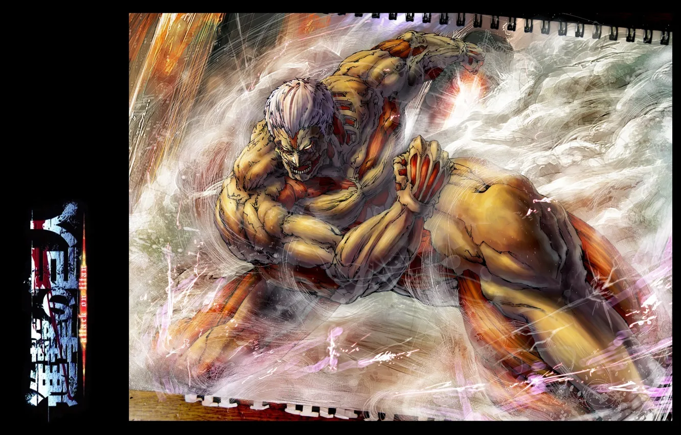 Photo wallpaper blow, destruction, fist, muscles, Titan, Shingeki no Kyojin, The Invasion Of The Giants