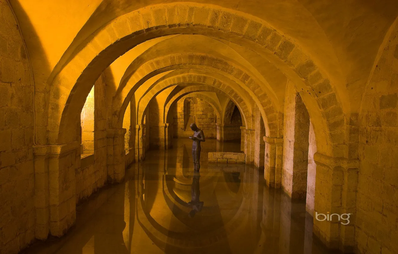 Photo wallpaper water, light, arch, sculpture, architecture, the room, arcade