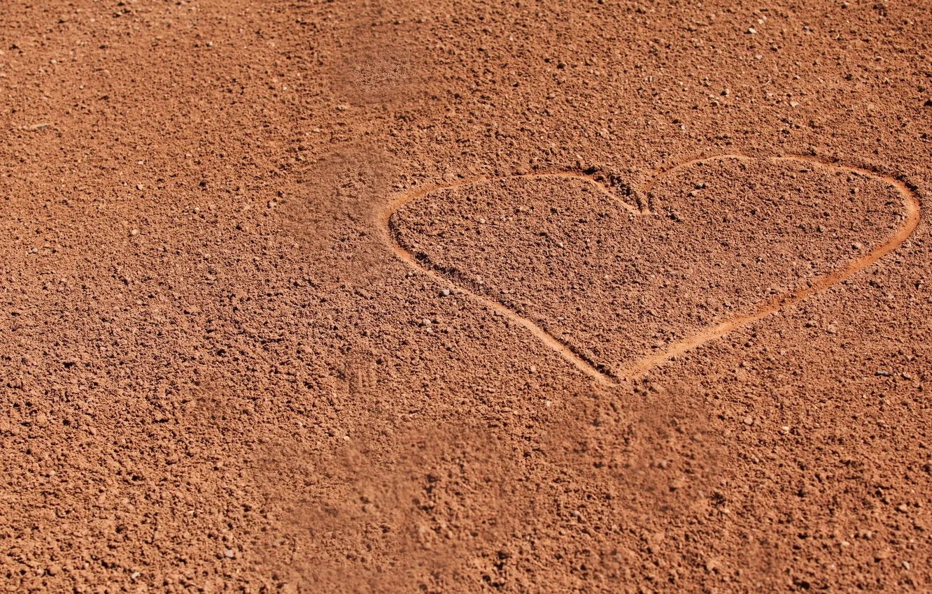 Photo wallpaper sand, heart, minimalism