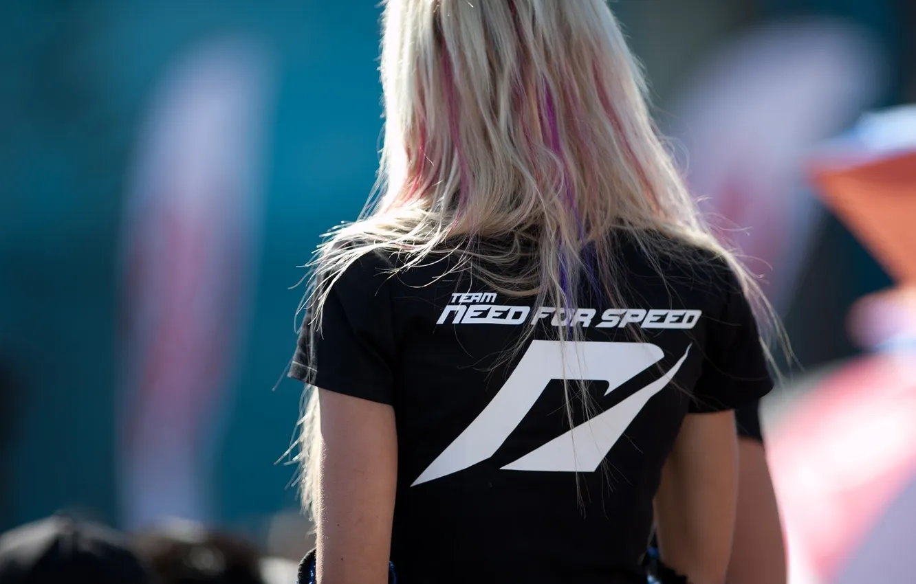Photo wallpaper girl, black, t-shirt, girl, game, Team Need for Speed