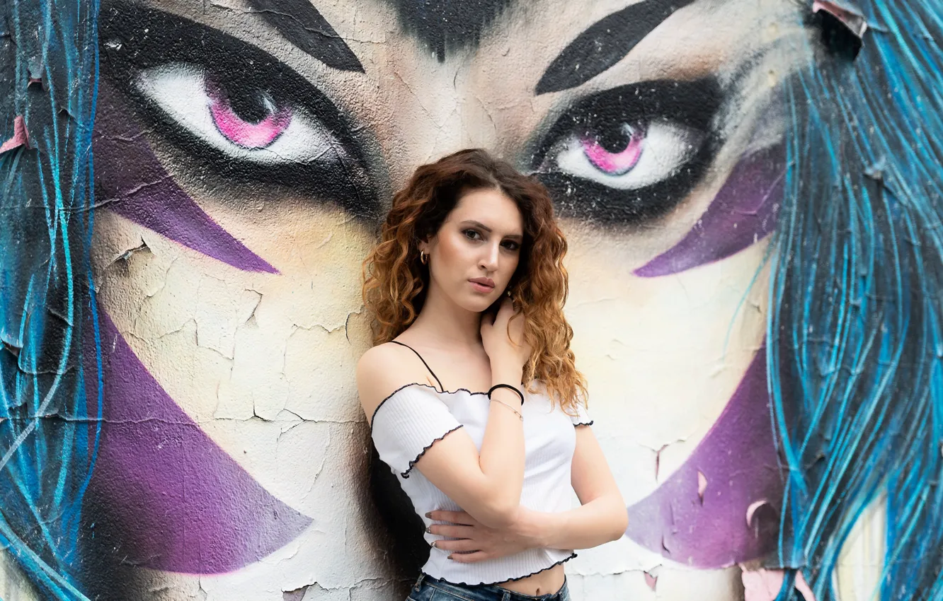 Photo wallpaper look, background, graffiti, model, Clear