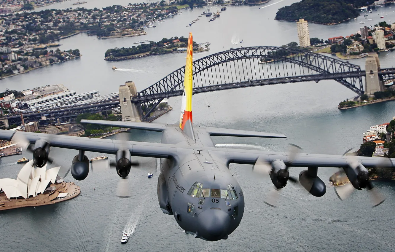 Photo wallpaper flight, the plane, Lockheed, military transport, Hercules, C-130H
