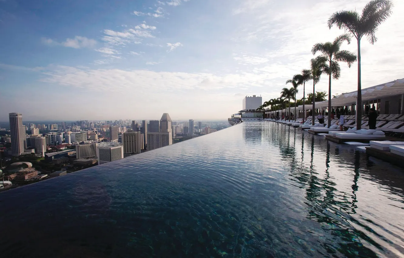 Photo wallpaper roof, view, pool, Singapore, the hotel, Hotel, Marina Bay Sands