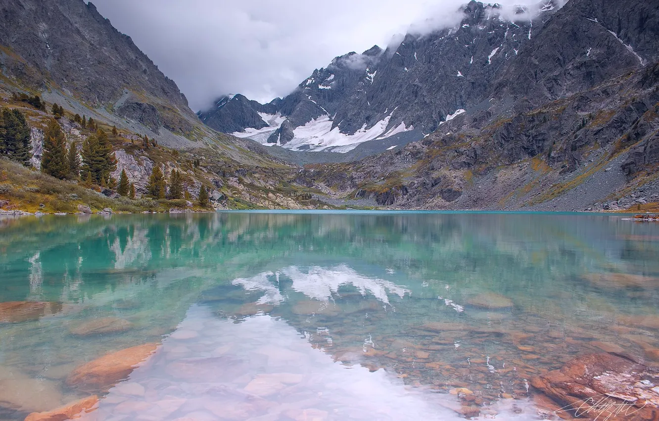 Photo wallpaper the sky, trees, mountains, clouds, nature, rocks, Russia, Russia