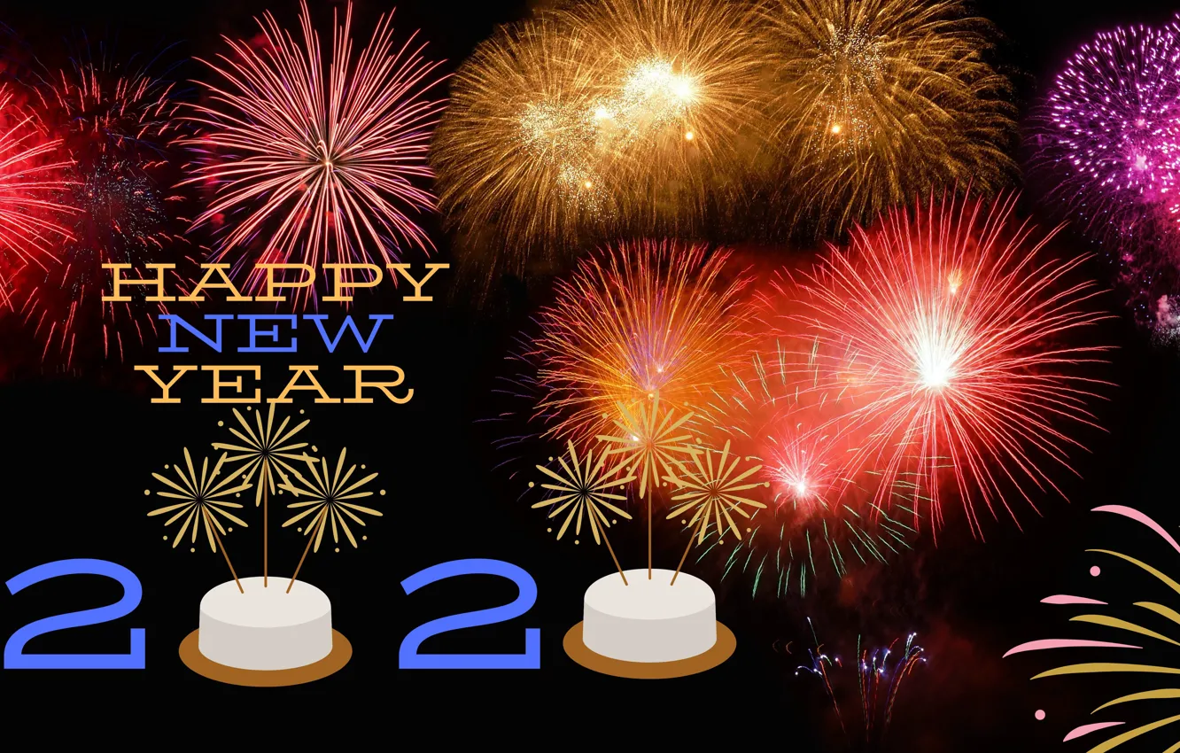 Photo wallpaper salute, fireworks, 2020